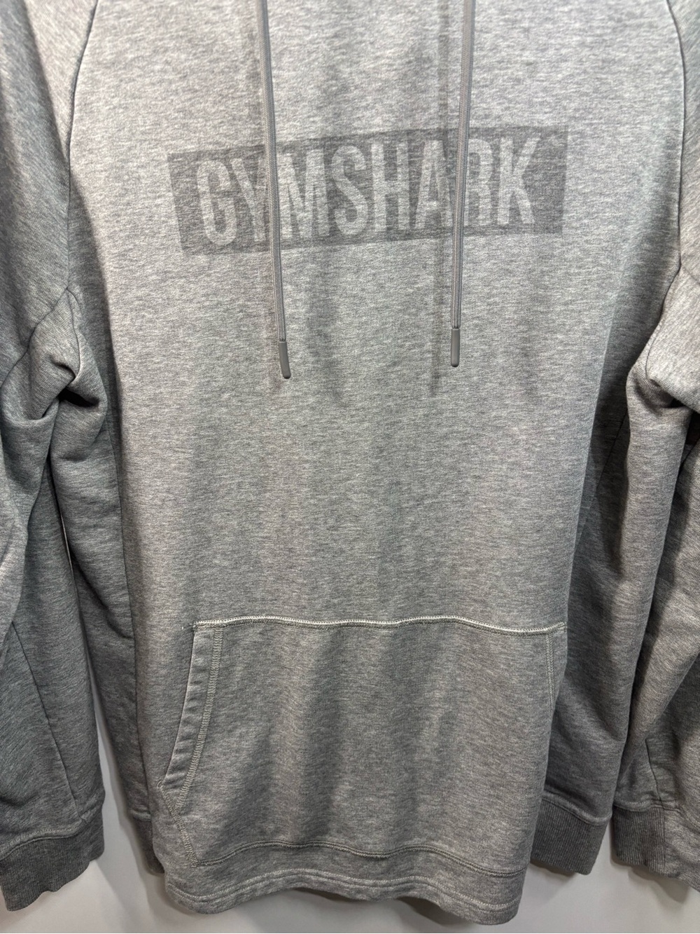 Gymshark Block Hoodie logo Grey Mens Size Medium Activewear Training Sweatshirt - Picture 3 of 8
